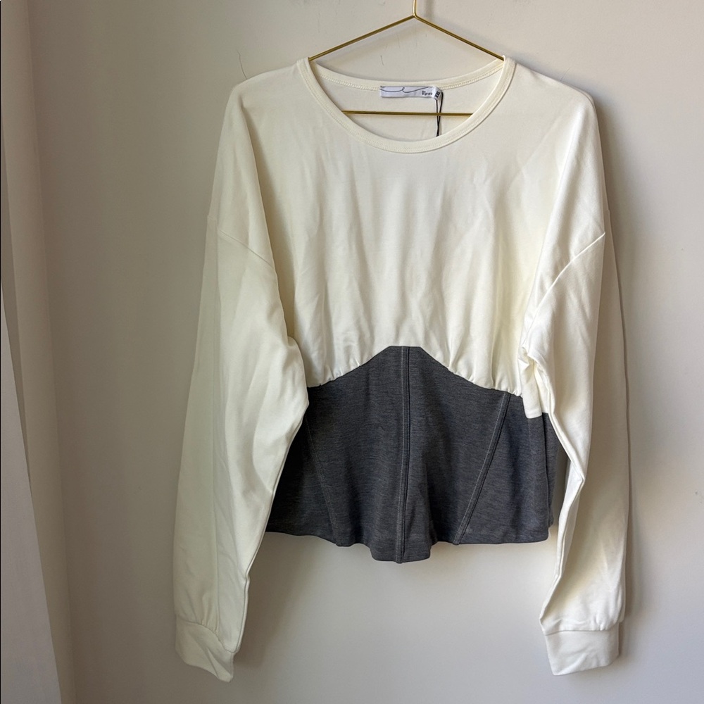 NWT By Egreis Kim Corset Top in Ivory Cream/Grey Zip Side Date Night Size XXL